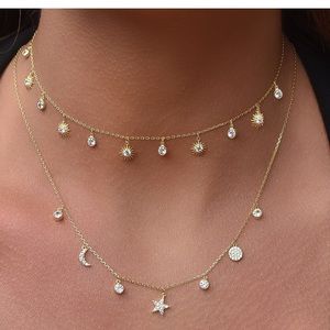 Sun and bezel drop necklace